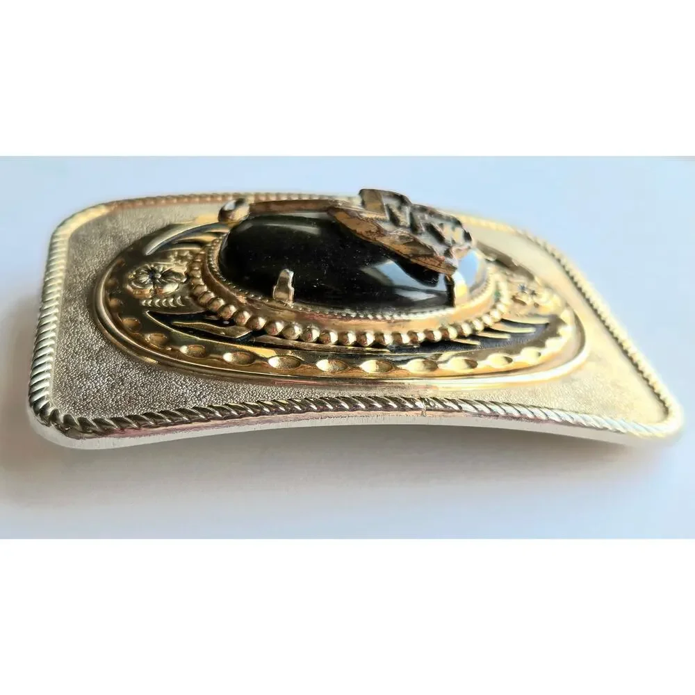 VFW Texas Belt Buckle Brass Gold Tone Veterans of Foreign Wars